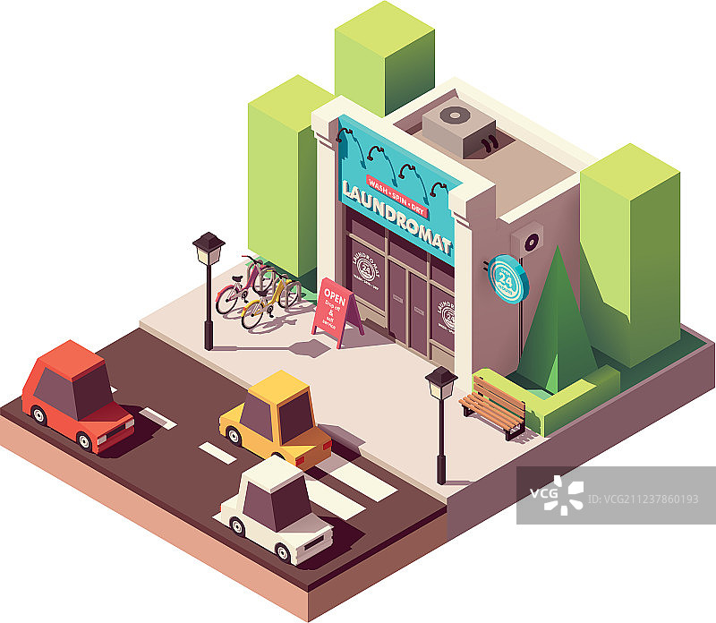 2.5D自助洗衣店图片素材