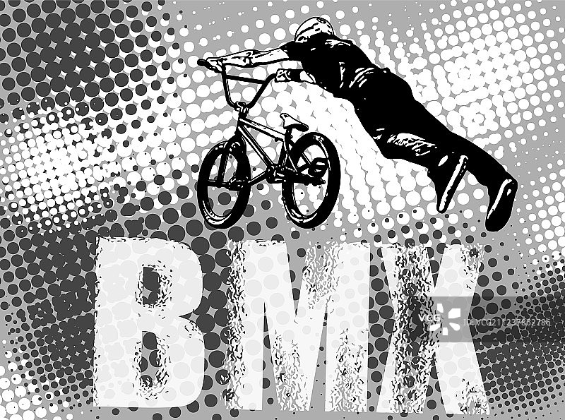 抽象背景上的BMX特技自行车图片素材