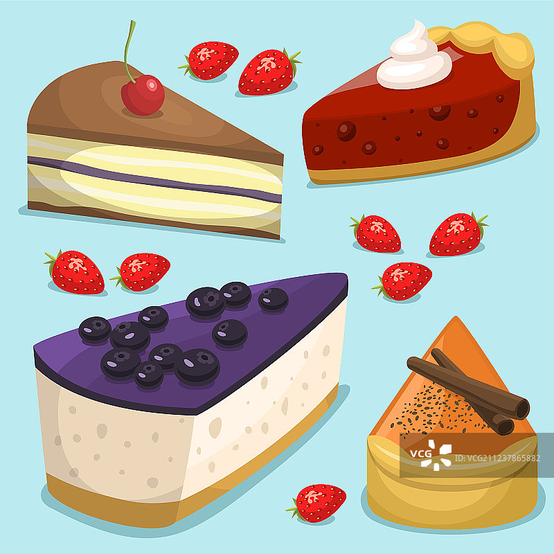 卡通蛋糕新鲜美味甜点心馅饼图片素材