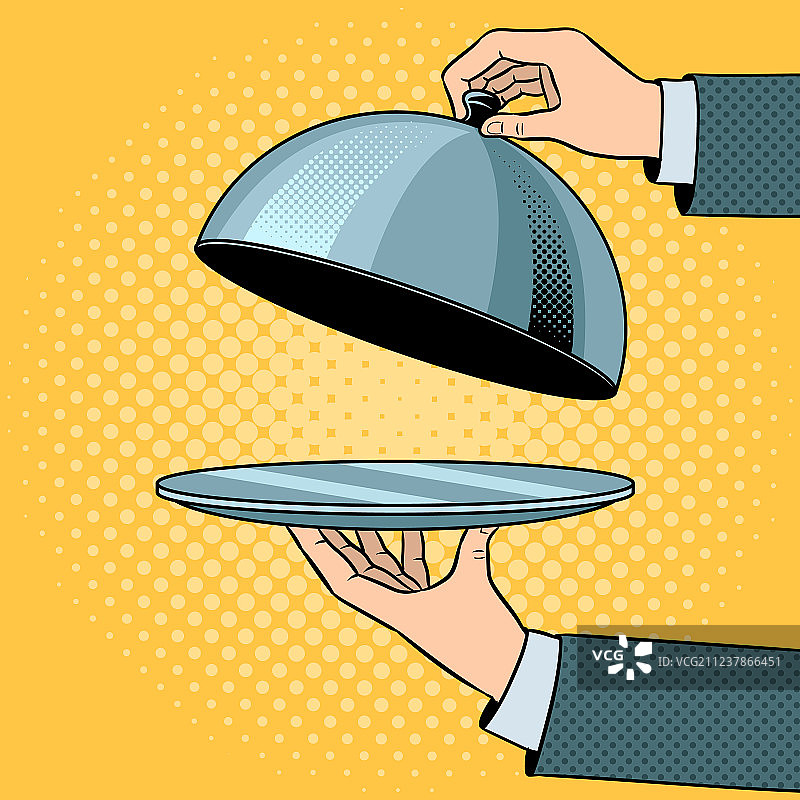 带有钟形罩的餐盘波普艺术图片素材