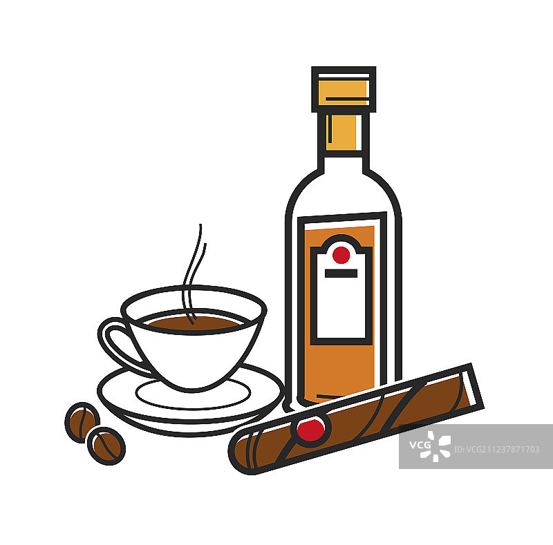 古巴天然咖啡、优质朗姆酒和大雪茄图片素材