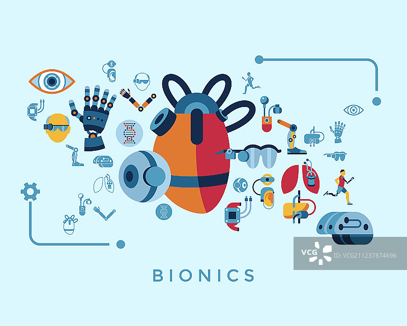 仿生学和人工智能图标集图片素材