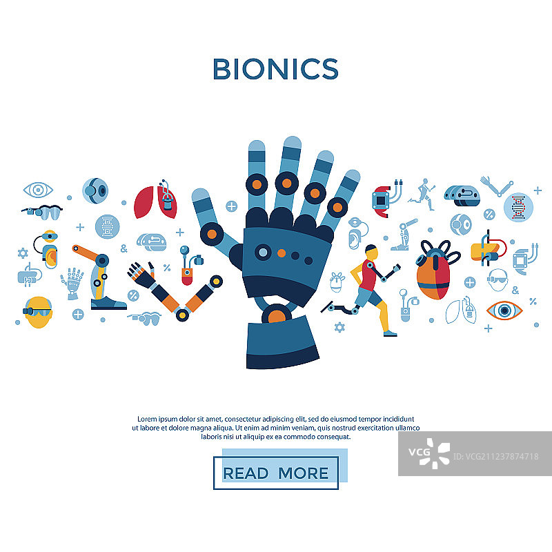 仿生学和人工智能图标集图片素材