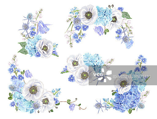 蓝色银莲花合集图片素材