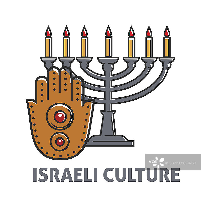 带有复古蜡烛的以色列文化宣传海报图片素材