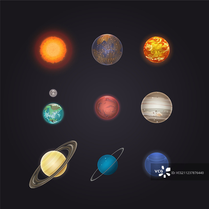 太阳和太阳系行星信息图图片素材