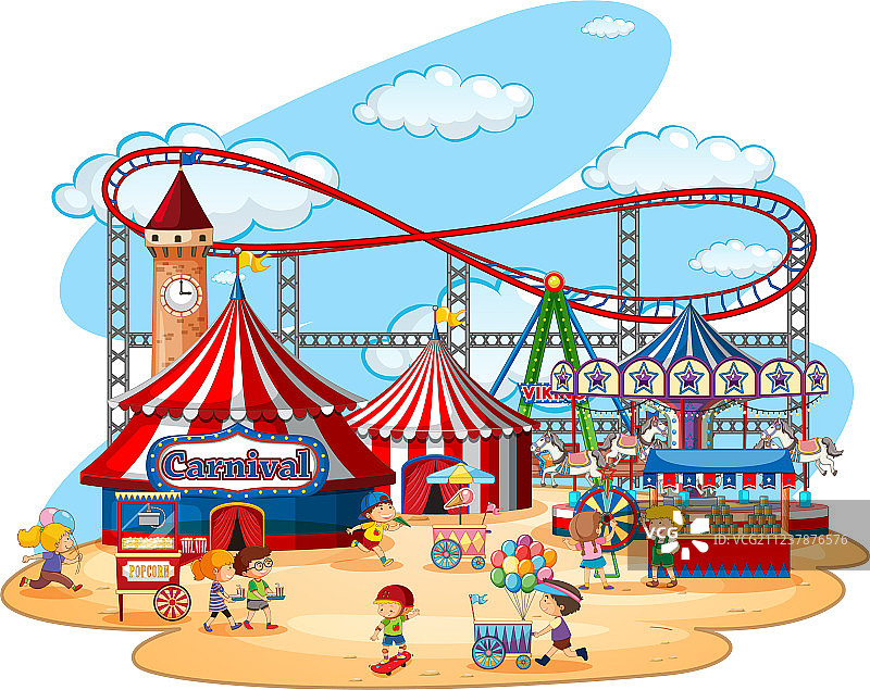 孤立背景上的游乐场主题公园图片素材