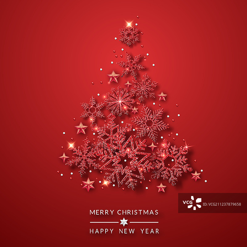 闪耀红色的圣诞树背景图片素材