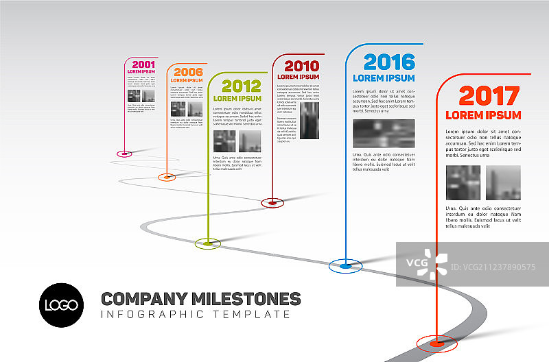 公司里程碑时间轴信息图表模板图片素材