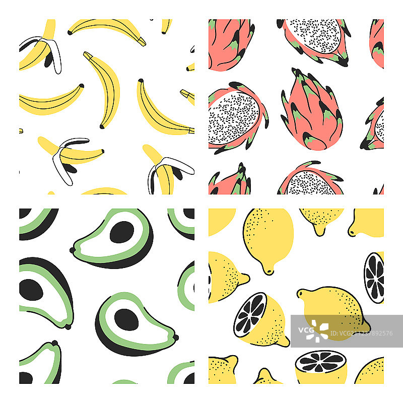 热带风情手绘无缝图案图片素材