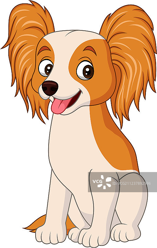 卡通蝴蝶犬，白色背景图片素材