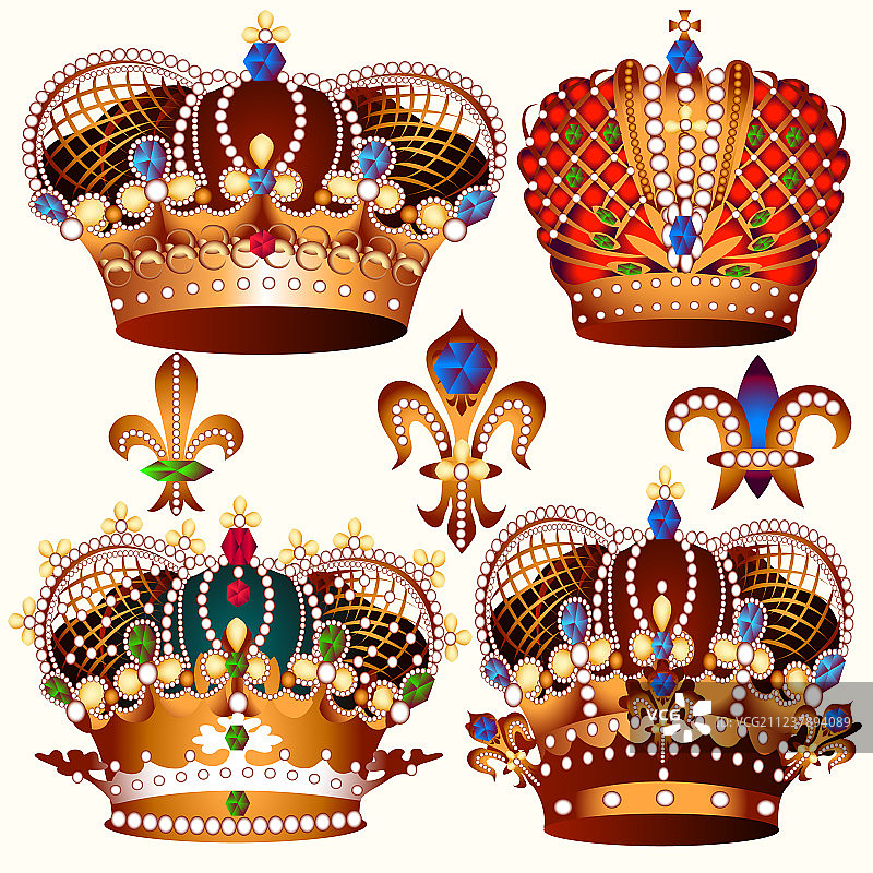 彩色皇冠纹章合集图片素材