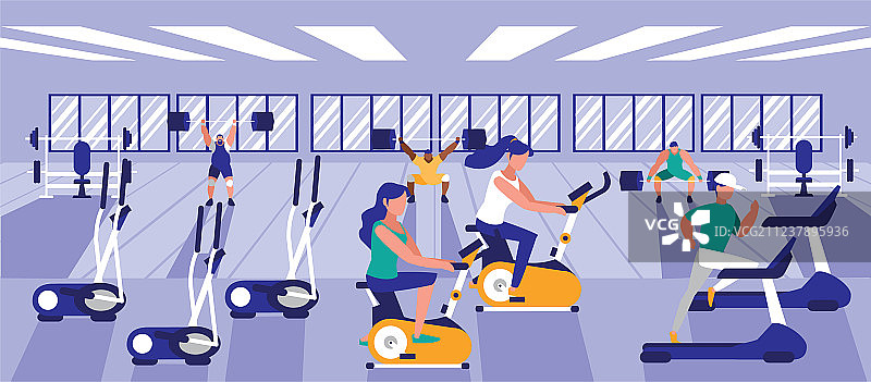 人们在健身房锻炼图片素材
