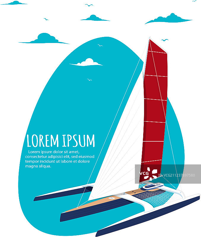 带有运动三体船的游艇俱乐部banner设计图片素材