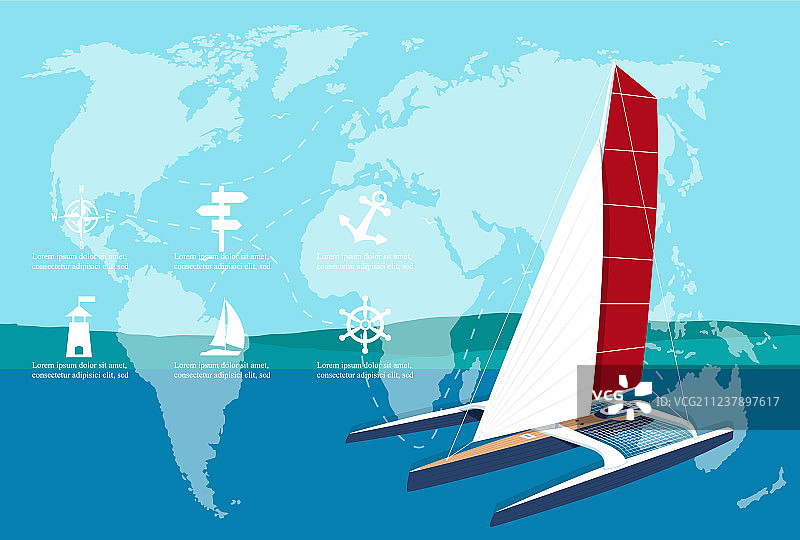 带有运动三体船的游艇俱乐部banner设计图片素材