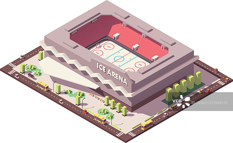 2.5D低多边形冰球场图片素材