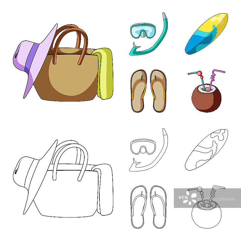 潜水冲浪鸡尾酒夏季度假合集图片素材