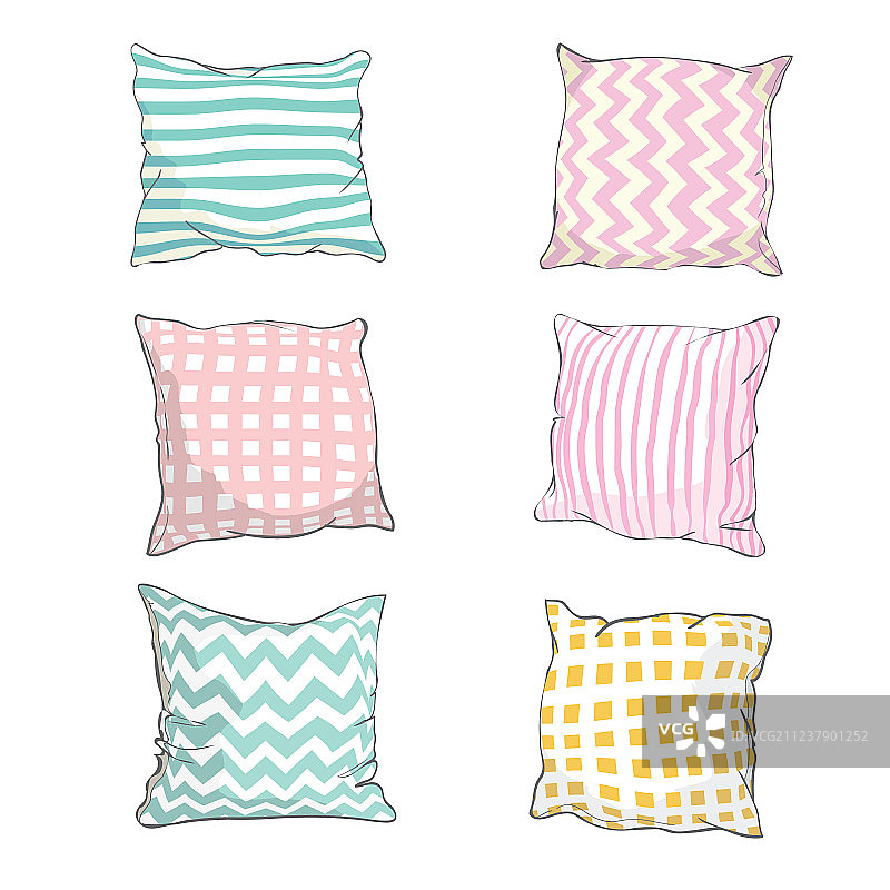 枕头艺术素描，白色隔离枕头图片素材