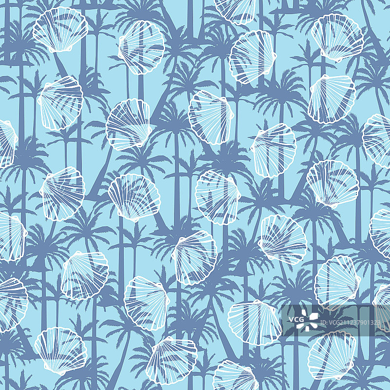 手绘海洋贝壳无缝图案图片素材