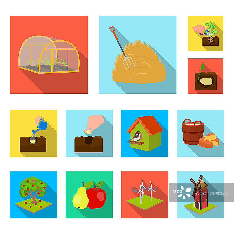 农场和农业扁平图标合集图片素材