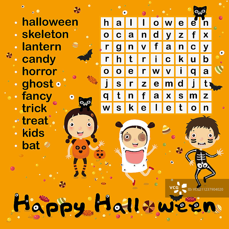 儿童单词搜索拼图游戏图片素材