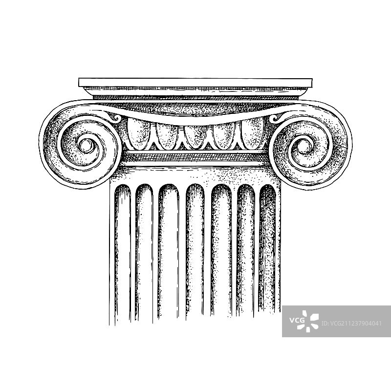 手绘爱奥尼柱式大写字母图片素材