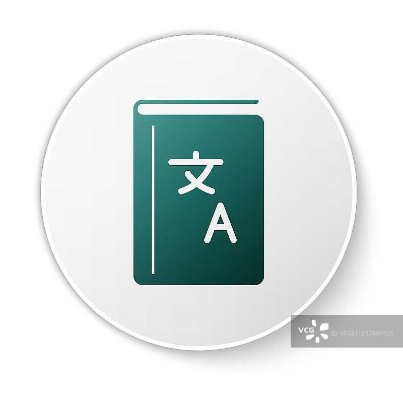 白色背景上的绿色翻译书图标图片素材