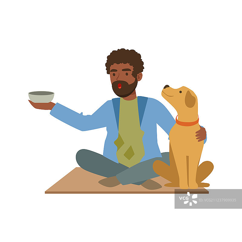 坐在地上的年轻黑人流浪汉图片素材