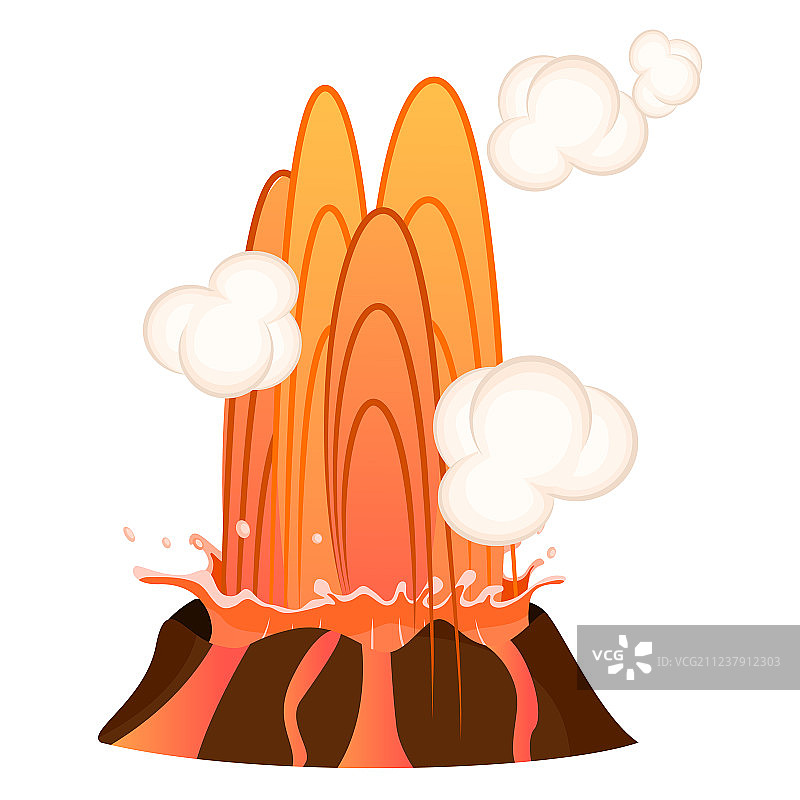 火山底部喷涌而出的熔岩流图片素材
