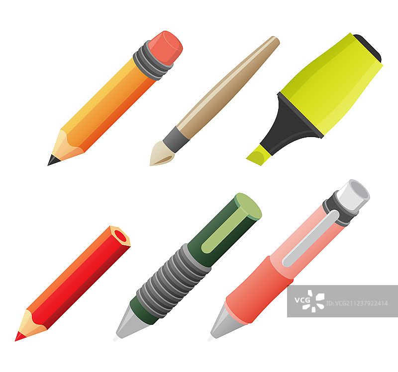 油漆和书写工具扁平图标图片素材