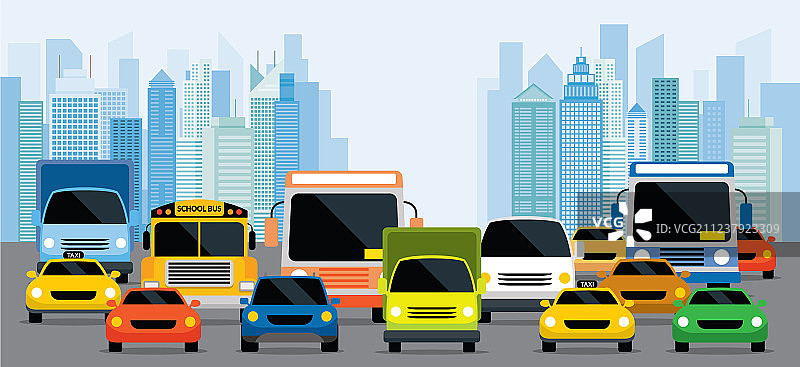 道路上的拥堵车辆图片素材