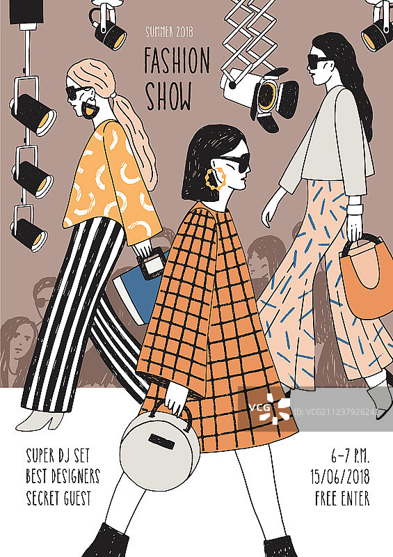 时装秀垂直宣传单或海报模板图片素材