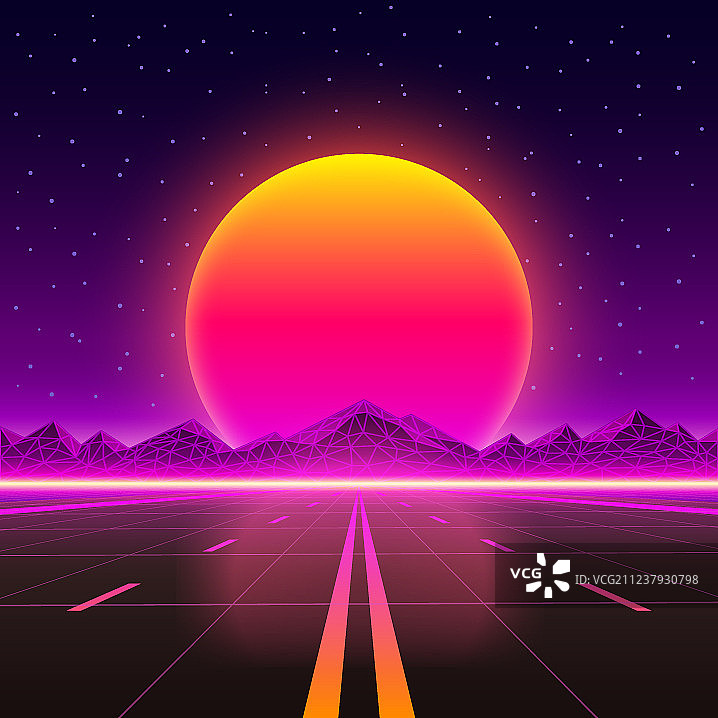 日落时通往无限之路图片素材