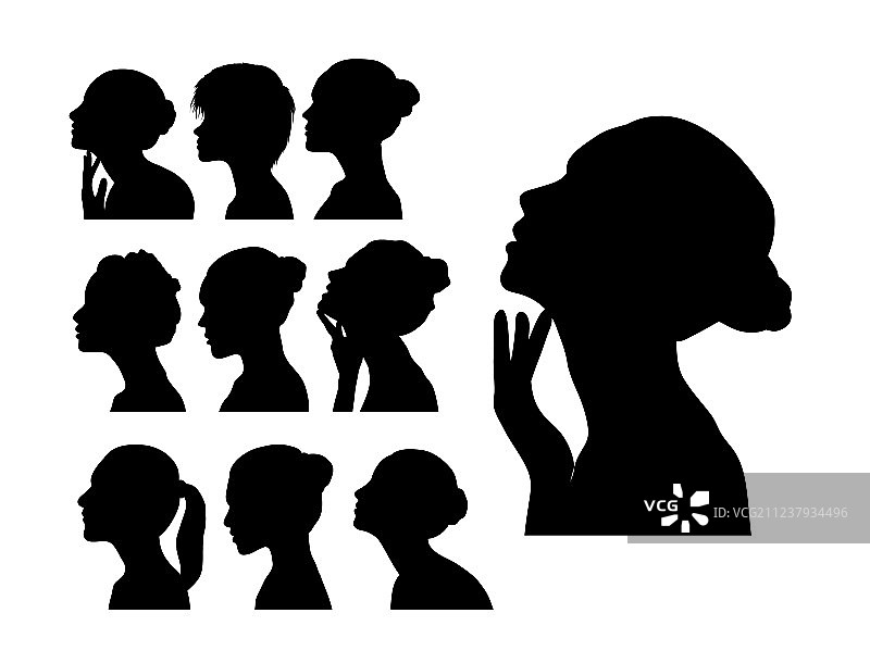 美女面部轮廓剪影图片素材