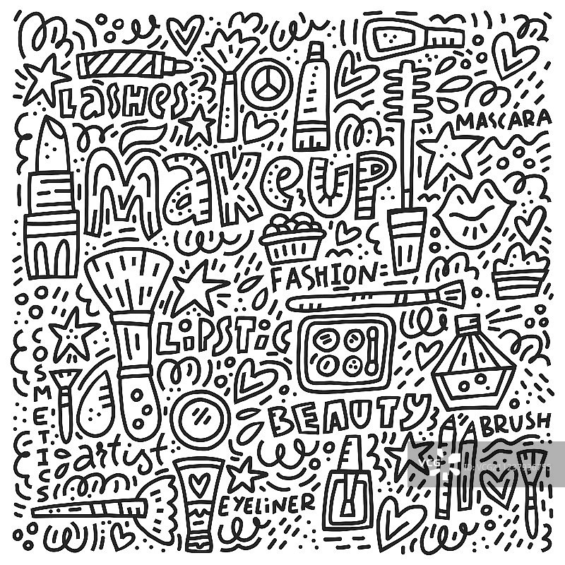 少女化妆品涂鸦图片素材