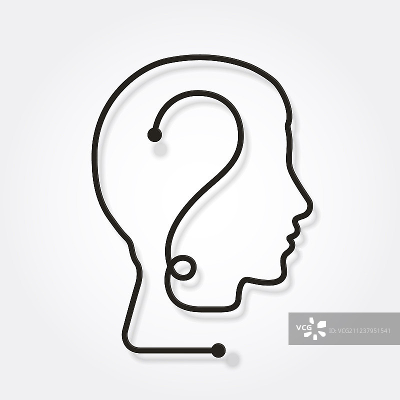 一笔画人头问号图片素材