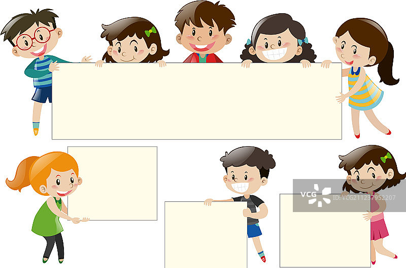 儿童拿着空白白板图片素材