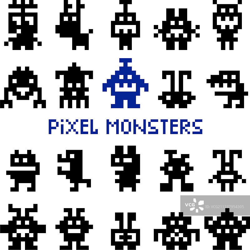 复古像素太空怪物图片素材