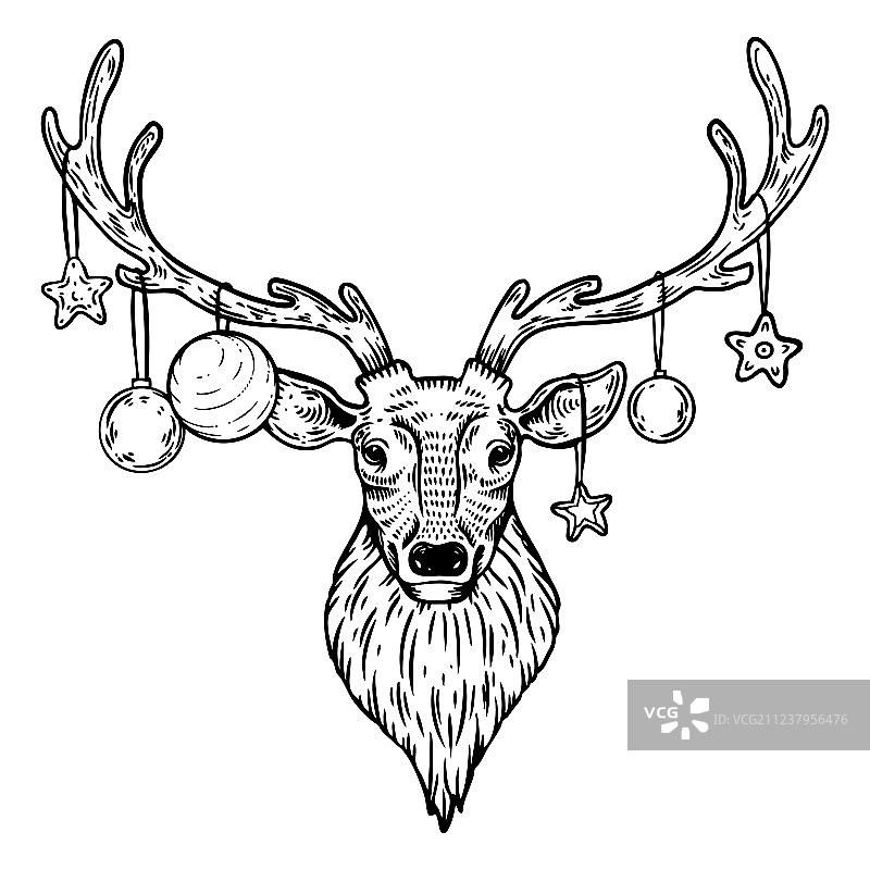 带有玩具雕刻图案的圣诞驯鹿图片素材