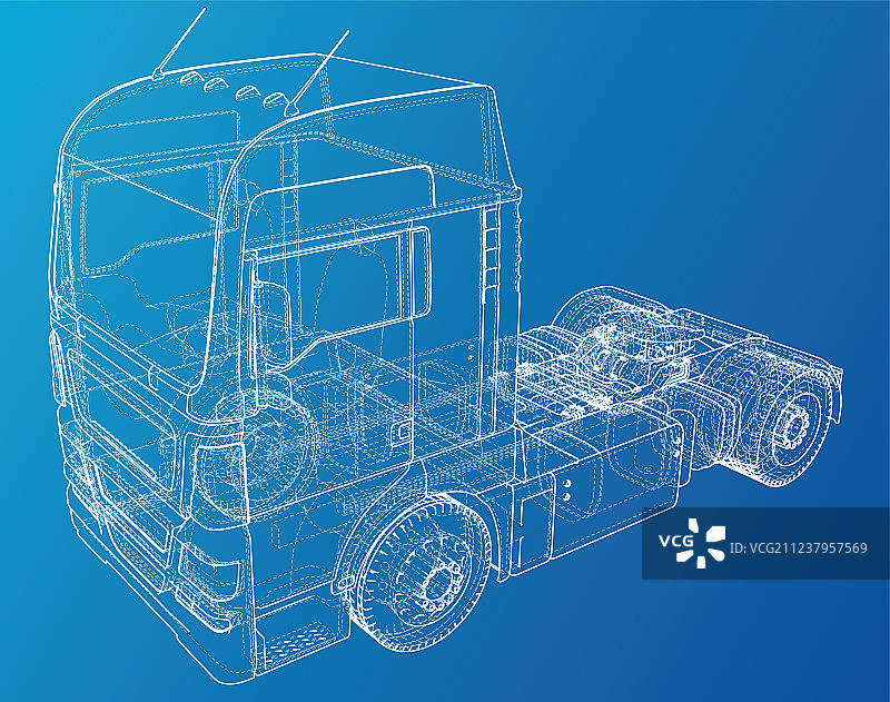 蓝色背景上的欧式卡车运输图片素材