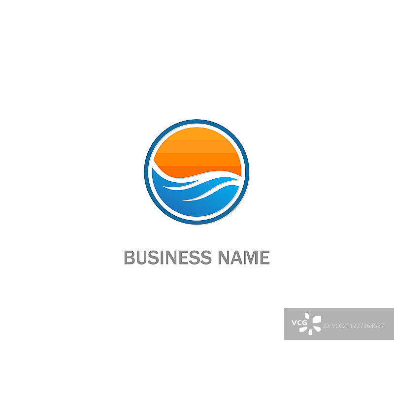 圆形日落海洋标志图片素材