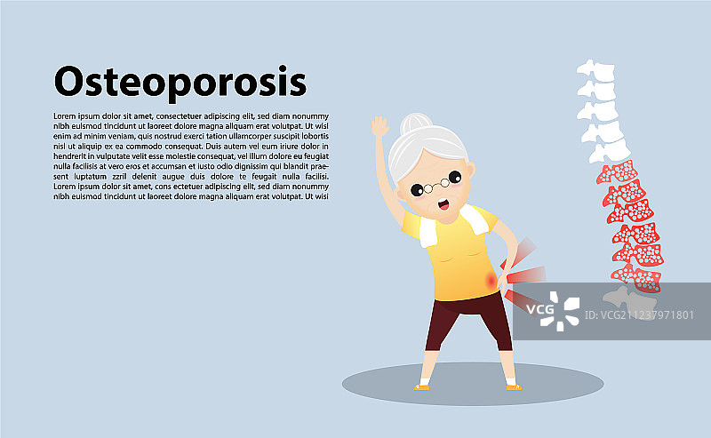 患有骨质疏松症的老人图片素材