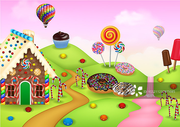 卡通甜美城市乐园图片素材