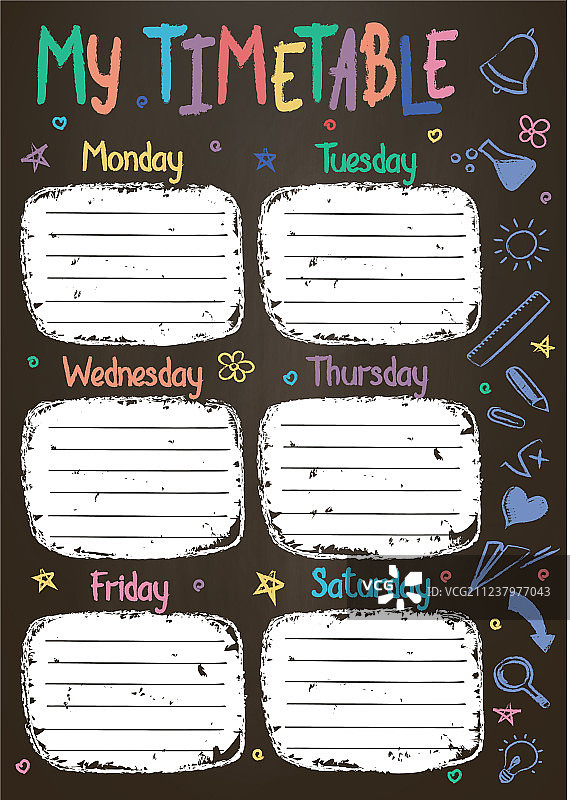 黑板上的学校时间表模板图片素材