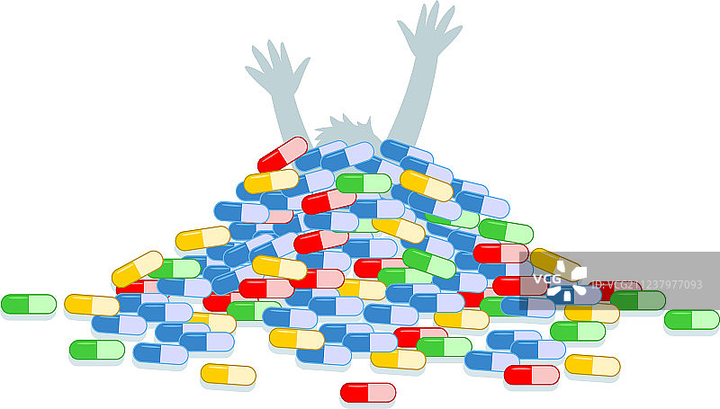 被药物覆盖的生病男人图片素材