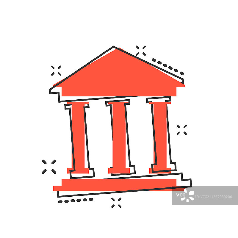 漫画风格银行建筑图标，博物馆元素图片素材