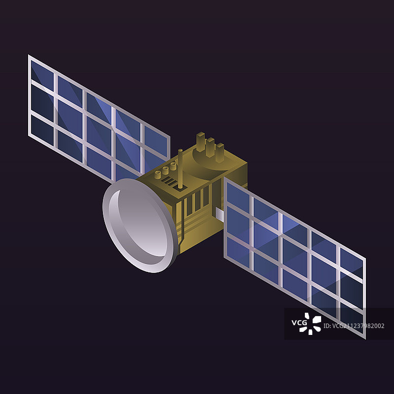 空间卫星图标2.5D风格图片素材