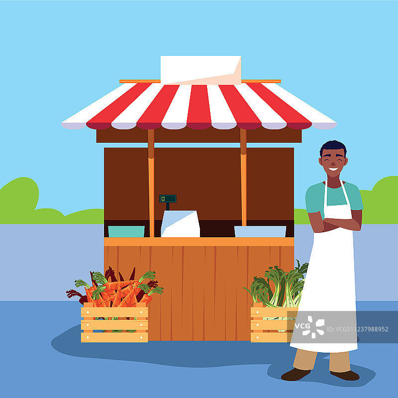 商人携带售货亭出售蔬菜图片素材