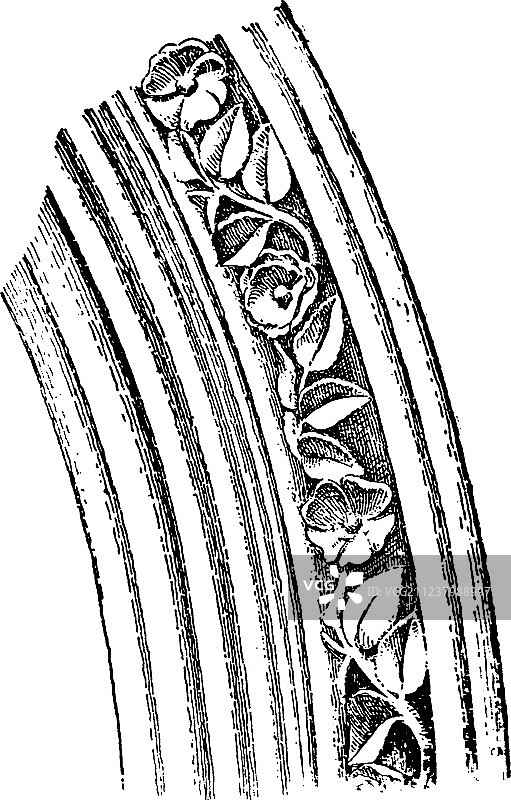 玫瑰造型完整檐口复古雕刻图片素材