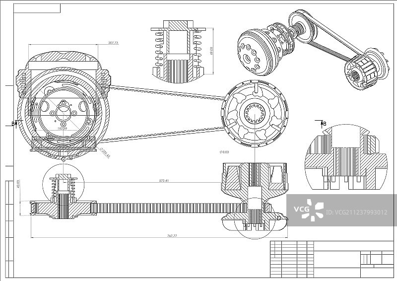 白色背景上的3D工程图图片素材